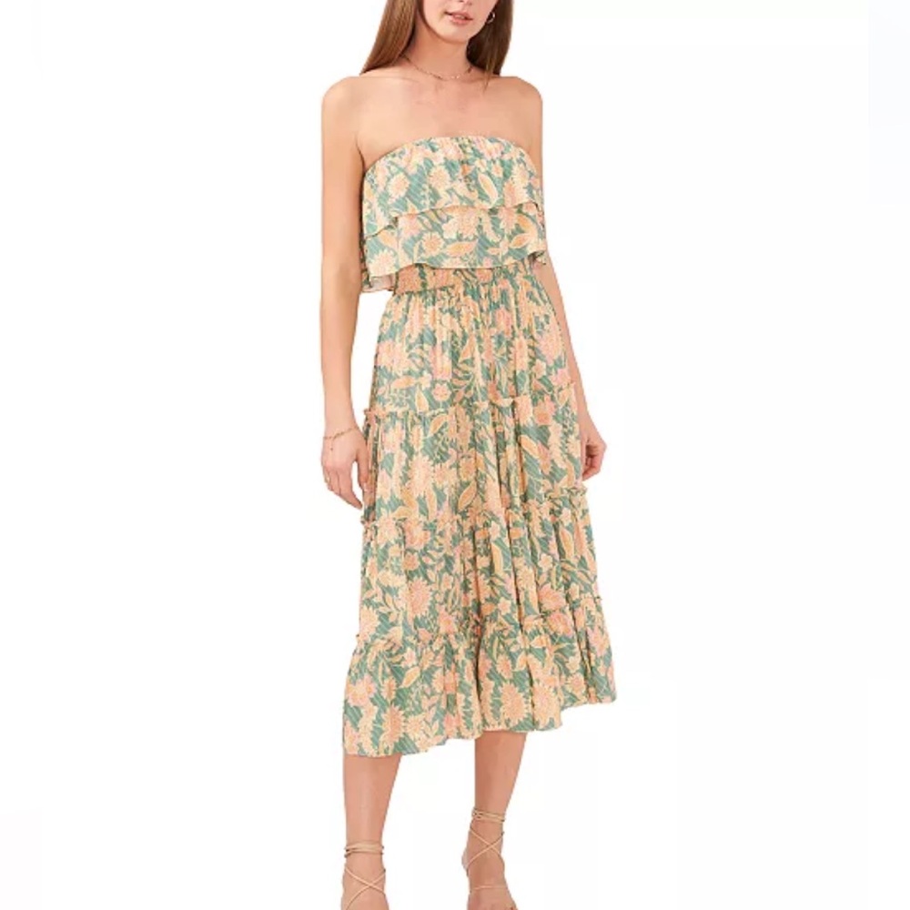 1. State  Floral-Print Strapless Ruffle-Tiered Midi Dress - Picture 13 of 13